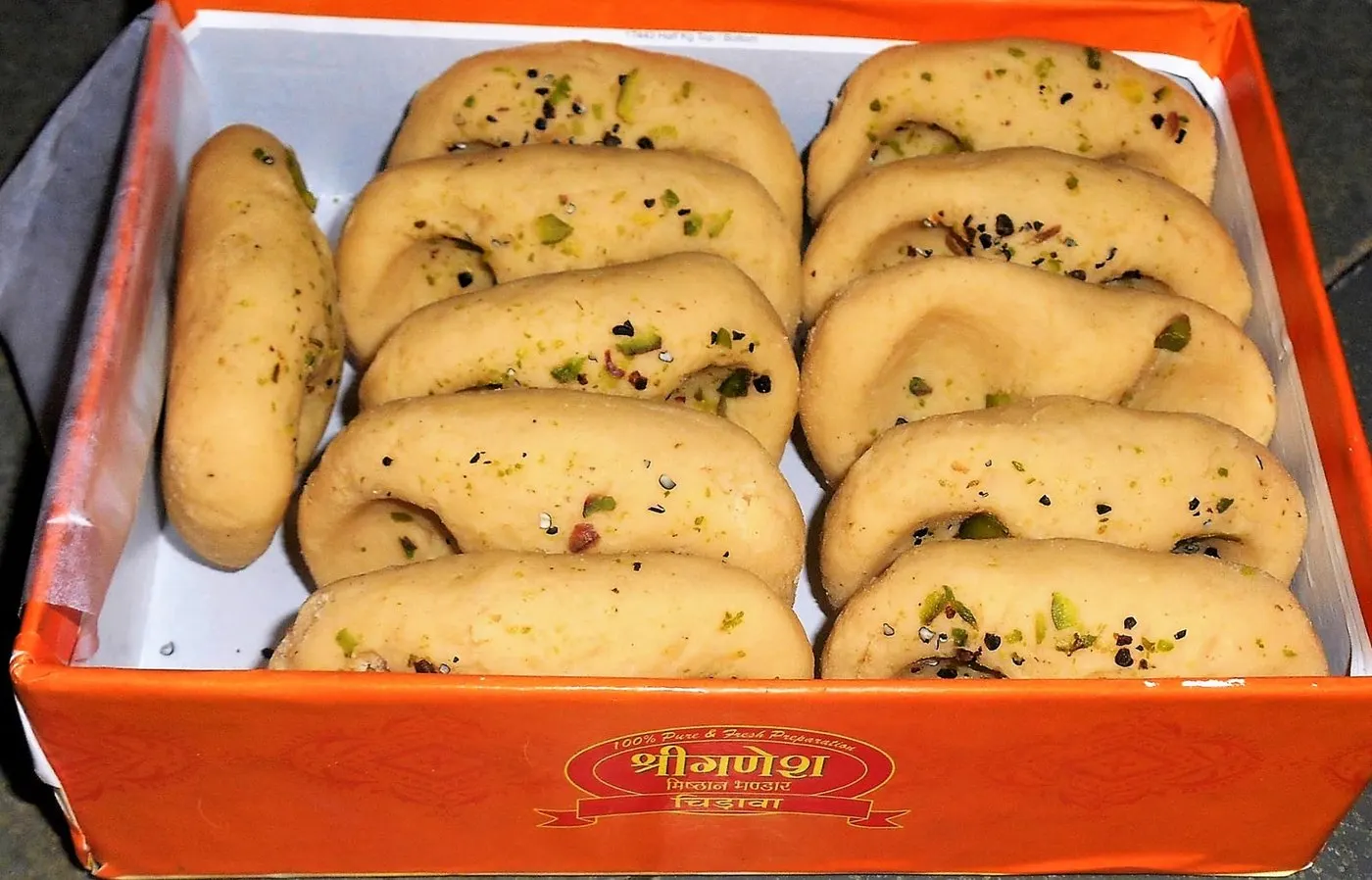 Chirawa brown peda in our orange Shree Ganesh box